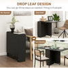 Extendable Dining Table, Collapsible Folding Table w/ 2-tier Shelves and Rolling Casters, Black