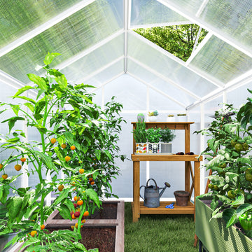6' x 10' x 6.4' Walk-in Garden Greenhouse Polycarbonate Panels Plants Flower Growth Shed Cold Frame Outdoor Portable Warm House Aluminum Frame