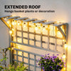 Wooden Raised Garden Bed with Trellis and Roof, Elevated Planter Box with 2 Shelves, Drainage Hole and Liner, Grey
