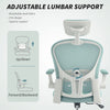 Office Chair, Mesh Computer Desk Chair with Adjustable Headrest, 4D Lumbar Support, Flip-up Arm, Light Green