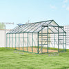 16' x 8' Aluminum Polycarbonate Greenhouse Walk-in Garden Greenhouse Kit with Adjustable Roof Vent, Rain Gutter and Sliding Door for Winter