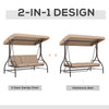 Convertible Patio Swing Bed with Canopy and Cushions, 3 Seater Porch Swing for Outdoor, Backyard, Garden