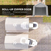 Heavy Duty Carport, 10 x 17 ft Portable Garage with Roll-up Zipper Door for Motorcycle Garden Storage, Grey