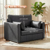 Accent Chair, PU Leather Armchair with Wide Seat, Spring Cushion, Rubberwood legs, 2 Pillows