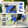 Pet Stroller with Reflective Strips, Foldable Cat Stroller with 360° Swivel Wheels for Small Dogs and Cats, Blue