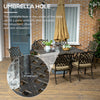 7 Pieces Patio Dining Set with Umbrella Hole, Cast Aluminum Outdoor Patio Furniture Set with 6 Cushioned Chairs and Rectangle Dining Table, for Garden, Lawn, Deck, Khaki