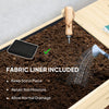Raised Garden Bed, Wood Planter Box with Lockable Wheels, Side Tables, Bottom Shelf, Bed Liner, Drain Holes, Natural