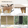10' x 10' Double Tier Garden Gazebo Canopy Outdoor Sunshade Tent Water-Resistant Anti-UV Roof with Metal Frame and Mesh Sidewalls