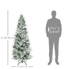 7.5 Feet Pencil Snow Flocked Artificial Christmas Tree with 880 Realistic Cypress Branches, Auto Open, Green