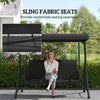 3 Person Porch Swing Outdoor Swing Chair with High Back Design, Side Pouches and Adjustable Canopy, Black