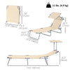 Outdoor Lounge Chair with Sun Shade for Beach, Camping, Hiking, Backyard, Beige
