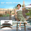 Outdoor Bar Stools Set of 2, Swivel Bar Height Chairs with High Back, Curved Armrests and Steel Frame for Balcony