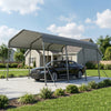 11 x 15FT Metal Carport, Heavy-Duty Carport Canopy with Reinforced Frame & Galvanized Steel Roof, Dark Grey