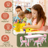 Qaba Kids Table and Chair Set with 4 Chairs, Adjustable Height, Easy to Clean, for 1.5 - 8 Years Old, Pink