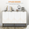 Modern Sideboard and Buffet, Dining Room Cabinet with Adjustable Shelves and 4 Doors, Grayish Brown