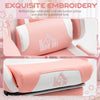 Cute Racing Gamer Chair, Faux Leather Gaming Chair with Footrest, Headrest and Lumbar Support, Pink