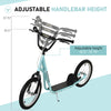 Aosom Kids Kick Scooter for 5+ Year Old, Kids Ride on Toy w/ 16'' Inflatable Wheel Dual Brakes, Blue