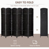 6ft Folding Room Divider, 6 Panel Wall Partition with Wooden Frame for Bedroom, Home Office, Black
