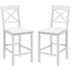 Counter Height Stools Set of 2, Farmhouse Bar Stools with Backs, Solid Wood Counter Stools for Kitchen Island White