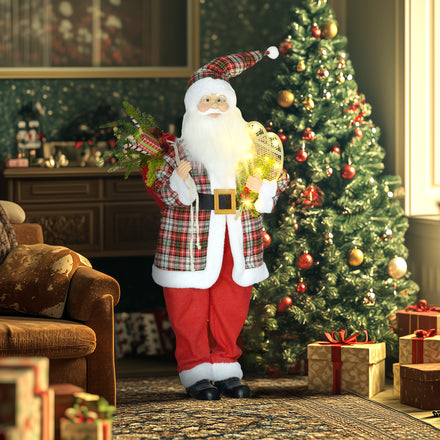 Life Size Singing and Dancing Santa Claus, Standing Animated Santa Claus with Posable Arms, Sack, Sound Activated