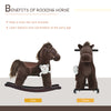Qaba Kids Rocking Horse Plush Animal on Wooden Rockers with Sounds, Wooden Base and Bear Toy, Baby Rocking Chair, Brown