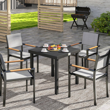 Patio Dining Table for 4, Square Aluminum Outdoor Table for Garden Lawn Backyard, Black