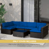 Outdoor 14pc Patio Rattan Sofa Set Cushion Polyester Cover Replacement Set - No Cushion Included Navy Blue