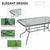 Metal Garden Dining Table with Umbrella Hole, Outdoor Patio Table with Tempered Glass Top, 55