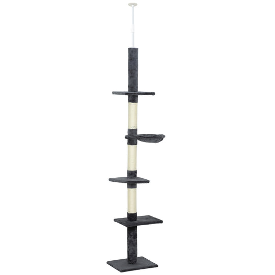 8.5ft Cat Climbing Tree 5-Tier Kitty Activity Center with Scratching Post  Dark Grey