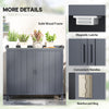 Garden Storage Cabinet, Outdoor Potting Bench Table with Galvanized Top and Shelf, Tool Shed with Double Doors, Grey