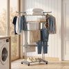 5-Tier Clothes Drying Rack, Foldable Laundry Drying Rack with Wheels, Side Wings, Grey