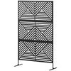 Metal Outdoor Privacy Screen, Freestanding Outdoor Divider with Stand, Decorative Privacy Panel, 78