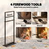 Fireplace Tools Set 5 Pieces Metal Fire Place Kit with Brush, Shovel, Poker, A Pair of Tongs, Stand, Black