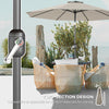 10' x 8' Round Market Umbrella, Patio Umbrella with Crank Handle and Tilt, Outdoor Parasol for Garden, Bench, Lawn, Light Grey