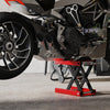 1100lbs Motorcycle Jack, Height Adjustable Motorcycle Scissor Lift Jack with Anti-Slip Wide Deck for Home Garage, Red