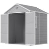 6x5 Plastic Garden Storage Shed with Floor Window Lockable Doors and Vents Outdoor Wood Effect Grey