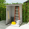 3.3' x 3.4' Lean-to Outdoor Garden Storage Shed, Galvanized Steel with Lockable Door for Patio Brown and White