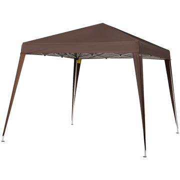 Auvent escamotable extérieur 8' x 8', tente de réception pliante portable avec sac de transport pour camping, fêtes, pique-niques, couleur café