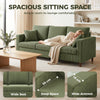 3 Seater Sofa with Wide Seat, Corduroy Couch with Deep Seat, Spring Cushion, Green