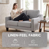 Loveseat Sofa, Modern Couch with Pocket Spring, Linen Upholstered, Thick Padded, Light Grey