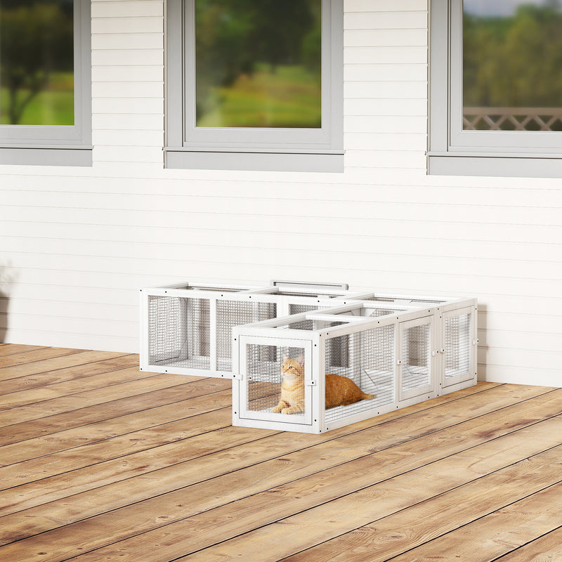 Cat Tunnel, Outdoor Cat Enclosure with Combinable Design, 8 Doors, 98