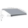 10x8ft Patio Awning Manual Retractable Sun Shade Aluminum Frame Grey