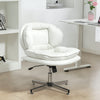 Criss Cross Chair, Armless Wide Office Chair with Leathaire Upholstery, Tilting, No Wheels, White