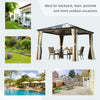 10' x 12' Hardtop Gazebo Canopy with Polycarbonate Roof, Aluminum Frame, Netting, Curtains and Ceiling Hook, Beige