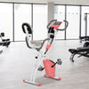 Soozier 3 in 1 Folding Exercise Bike, Foldable Stationary Bike with 8-Level Magnetic Resistance, Adjustable Seat, Pink