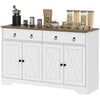 Kitchen Sideboard Cabinet with 2 Drawers, 4 Barn Doors and 2 Adjustable Shelves, Buffet Table for Living Room