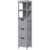 Narrow Bathroom Cabinet with 3 Drawers and 2 Tier Shelf, Tall Cupboard Freestanding Linen Tower, Grey