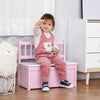 Qaba 2-in-1 Kids Toy Box Storage Organizer Chest Cabinet Chunk Cube with Safety Pneumatic Rod, Pink