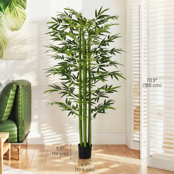 6 FT Artificial Tree Bamboo Tree Fake Plants in Pot for Home Office Living Room Decor, Green