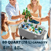 80 Quart Rolling Patio Cooler Cart with Storage Shelf, Patio Cooler with Locking Wheels, Bottle Opener & Cap Catcher